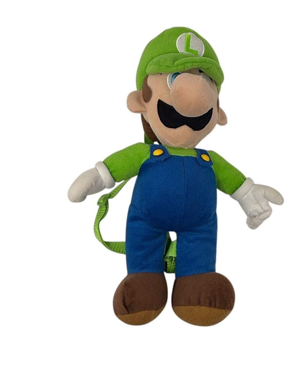 Nintendo Luigi Plush Backpack Super Mario Bros Green Character‎ Bag 16"
